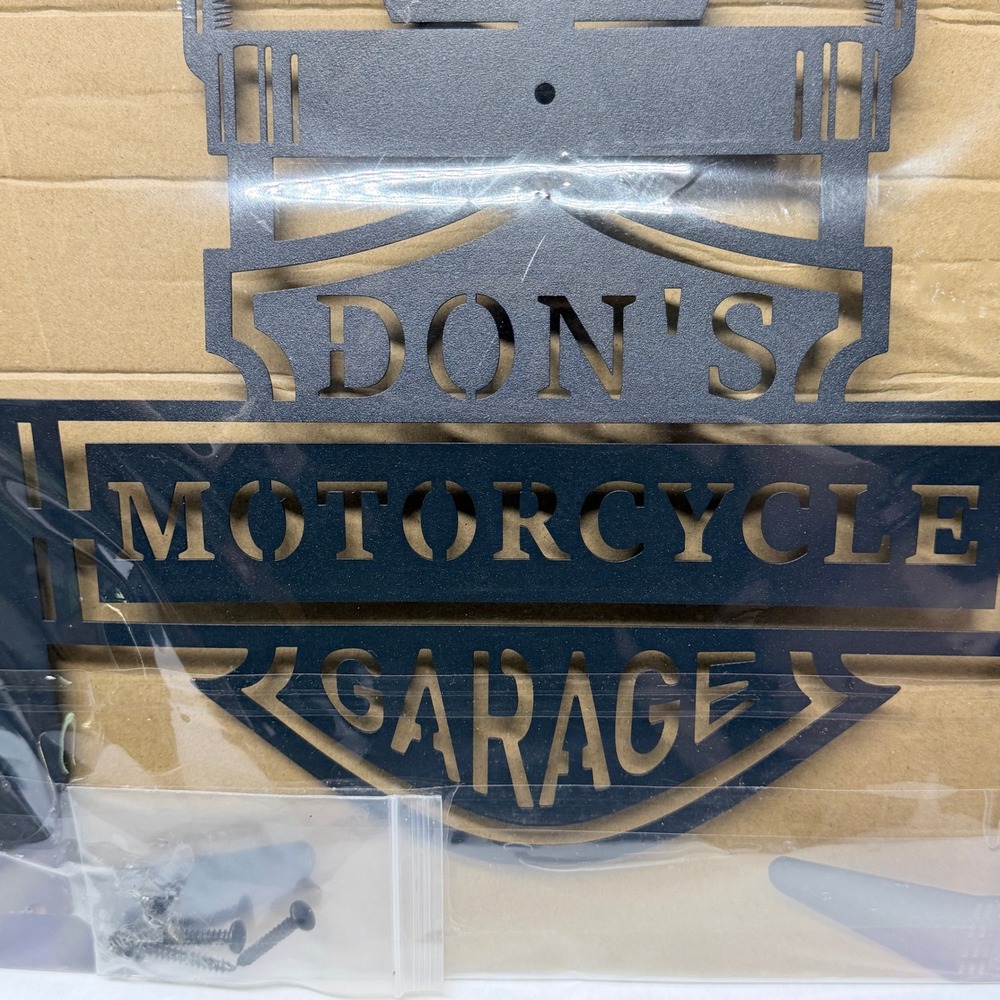 Dons Motorcycle Garage Custom Metal Wall Art Sign Black Biker Decor 18x12 New - Picture 3 of 10
